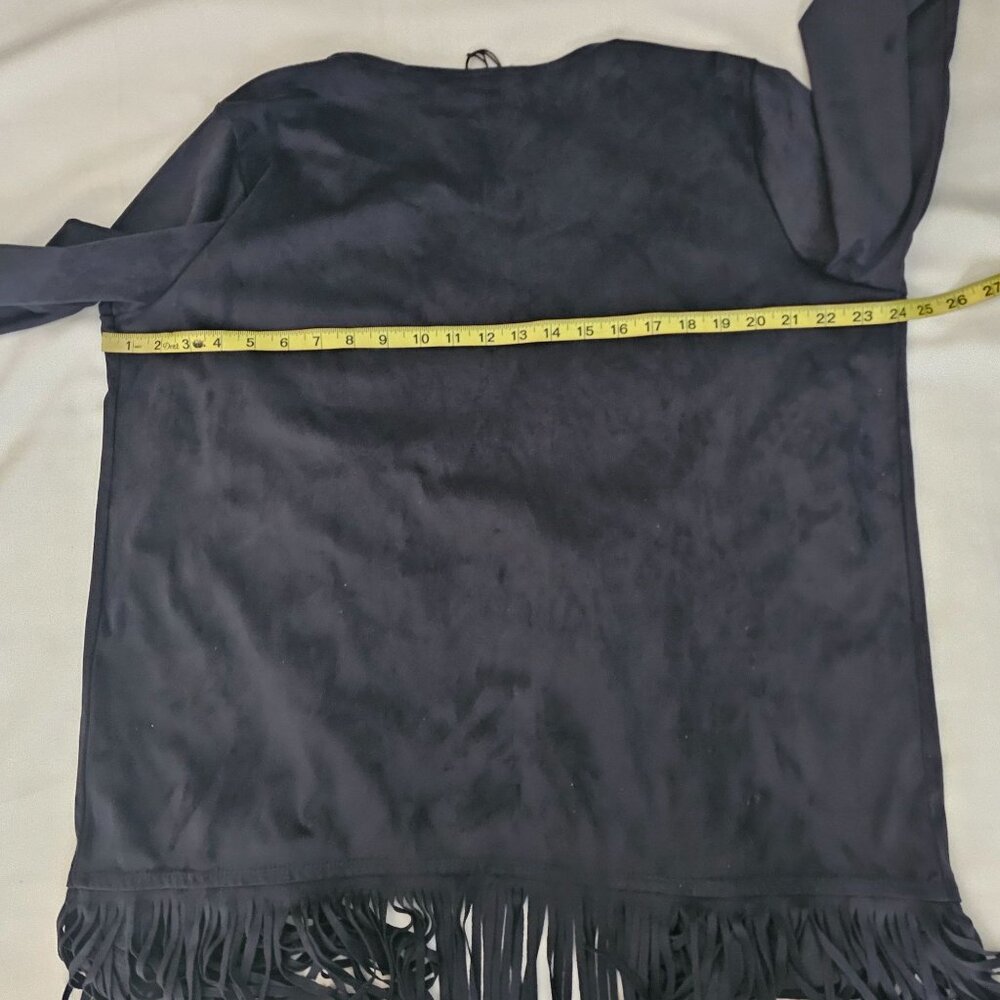 DG2 By Diane Gilman Women's Black Fringed Trim Open Front Cardigan Size XL NWT - Picture 13 of 13